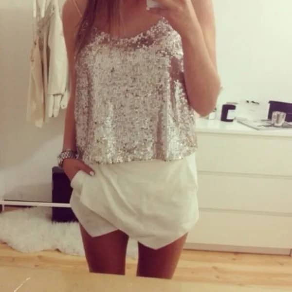 Silver Vest Top with White Skort