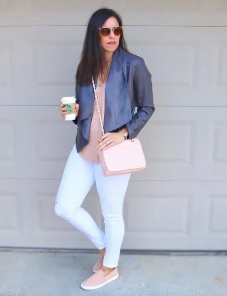 Wear with Blush Pink Blouse & White Skinny Jeans