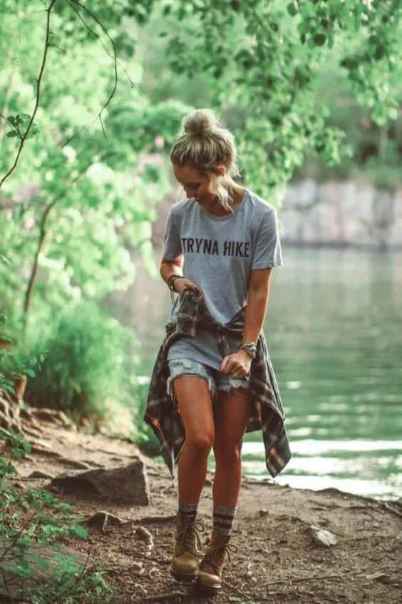 Denim Shorts and Printed Tee