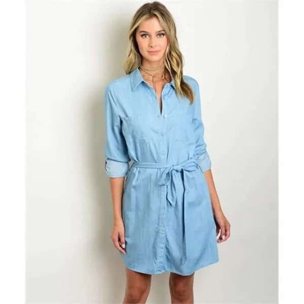 Light Blue Tie Waist Tunic