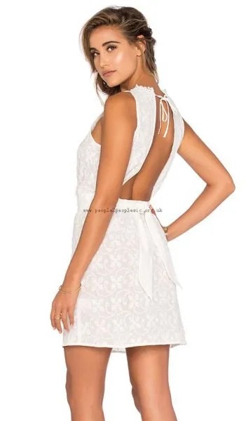 White Mini Crochet Fitted Dress with Matching Heeled Sandals