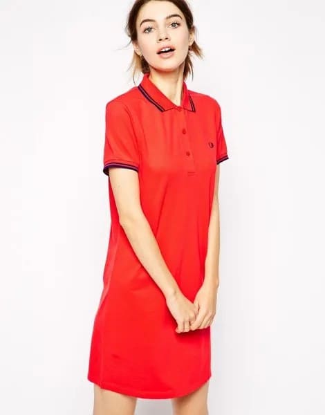 Rose Red Polo Shirt Dress