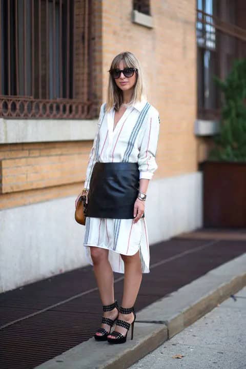 Leather Skirt Over Shirt Dress