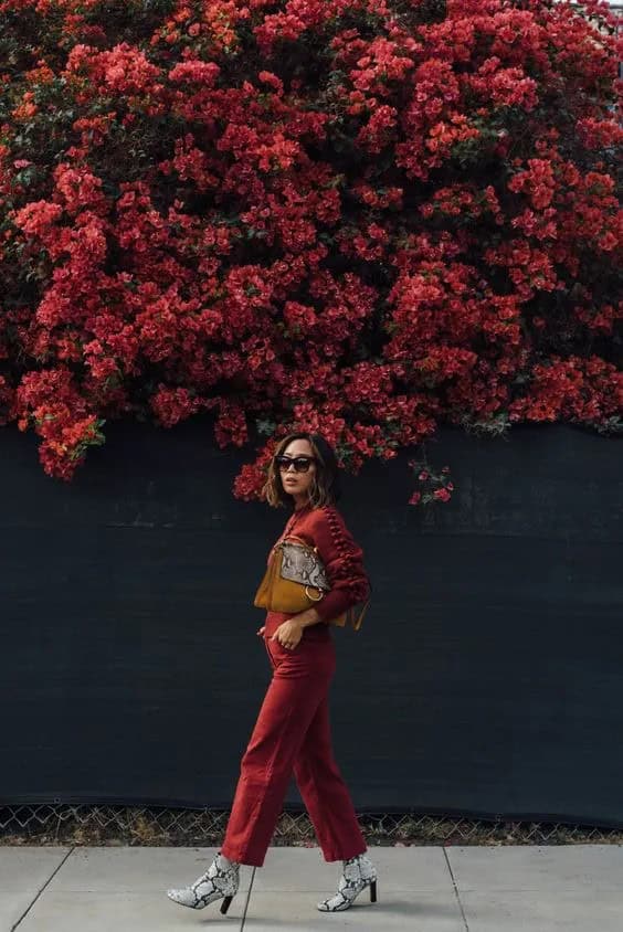 Burgundy Look and Brown Leather Shoulder bag