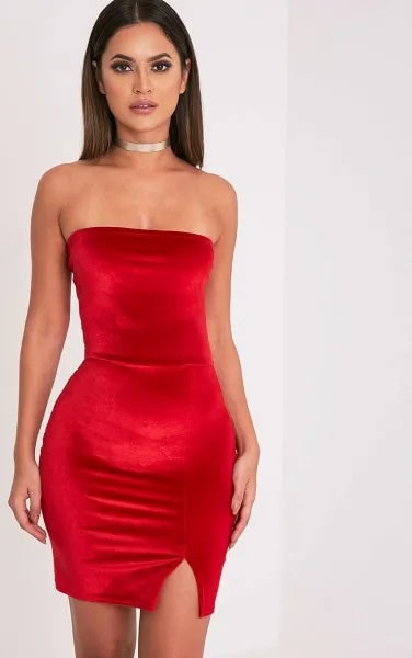 Red Tube Dress with Silver Choker