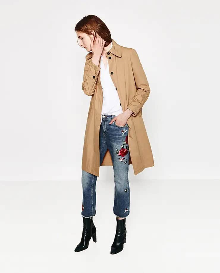 Trench Coat and Olive Capri Pants