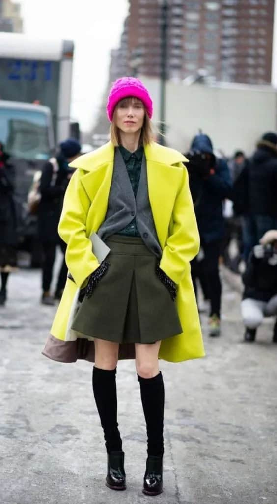 Color Block Coat + High Socks