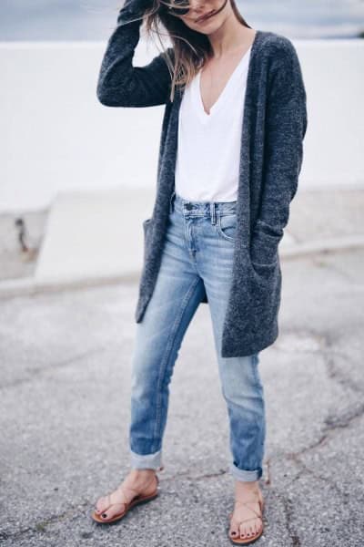 Wear with White Vest Top & Cuffed Boyfriend Jeans