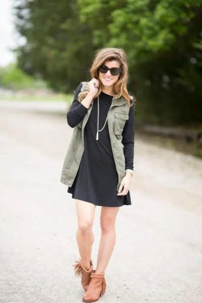 Wear with Grey Denim Vest & Ankle Boots