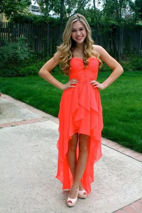 Asymmetric Coral Dress