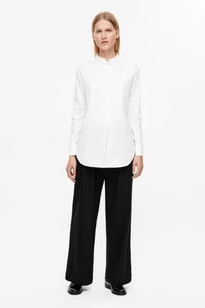 White Oversized Shirt with Wide Leg Black Pants