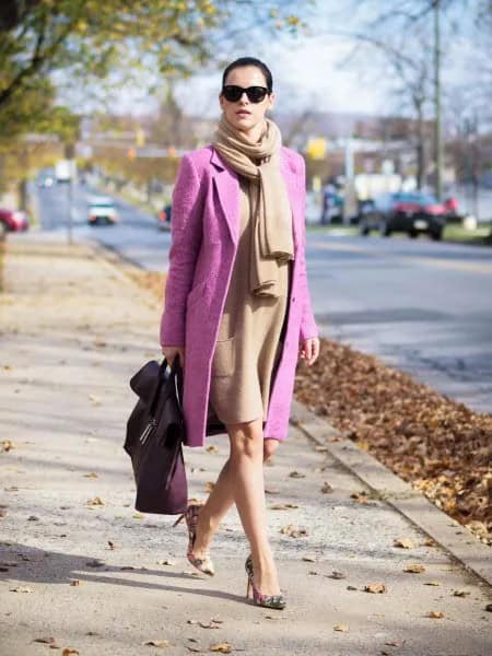 Tiffany Blue Long Wool Coat with Crepe Cashmere Scarf