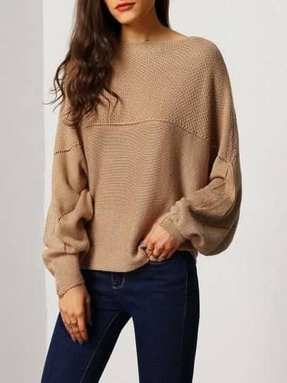 Brown Boat Neck Sweater with Jeans