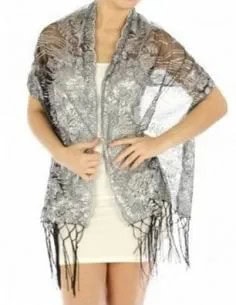 Lace Shawl with White Bodycon Mini Dress