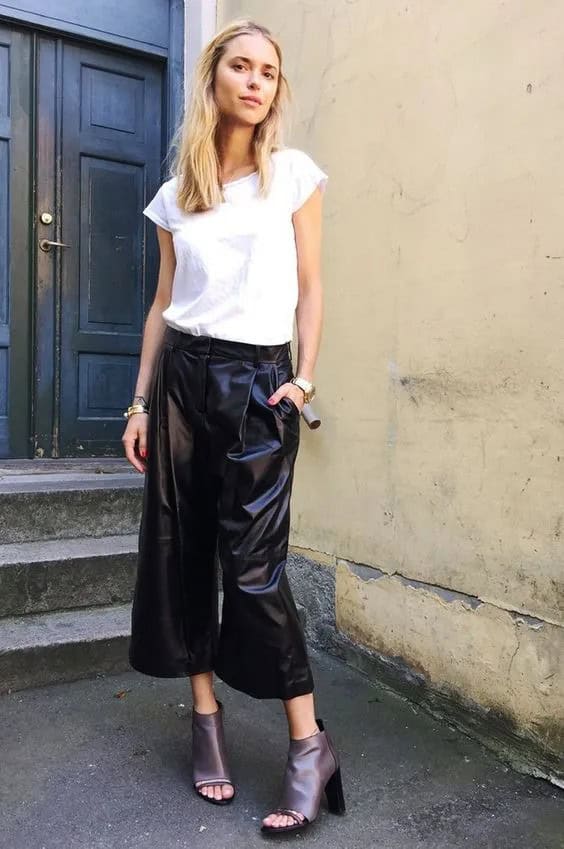 Leather Black Culottes