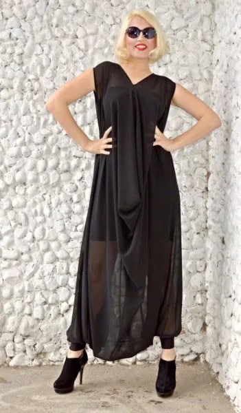 Black Sleeveless Maxi Loose Fit Dress