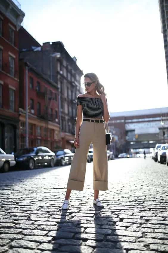 Khaki Pants and Striped Top