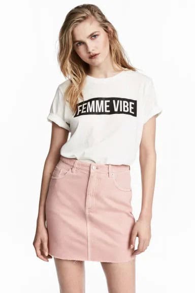 Pink Denim Mini Skirt