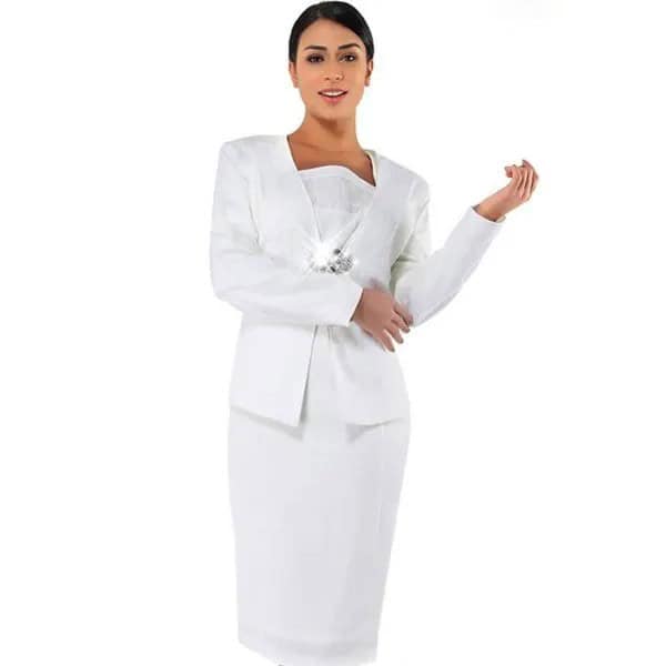 White Lace Knee Length Shift Dress with Casual Suit Jacket