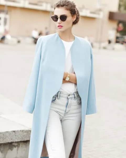 Longline Blazer with White Tee & Light Blue Jeans