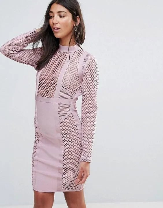 Fishnet Mesh Panels Dress