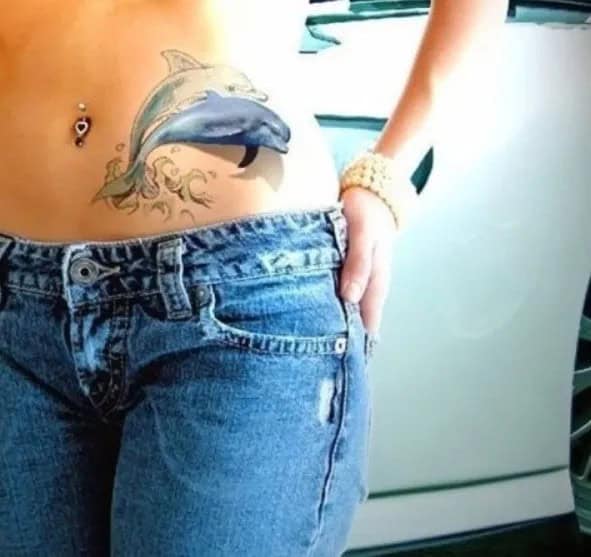 Dolphin Tattoo on Waist