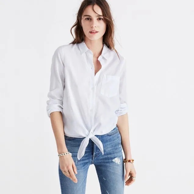 Wear White Tie Front Shirt with Jeans