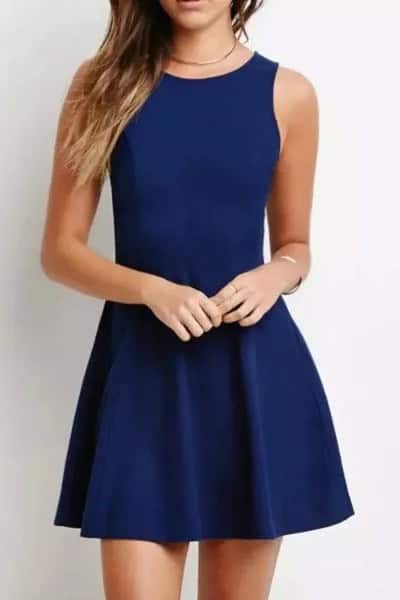 Fit and Flare Sleeveless Navy Blue Mini Cocktail Dress