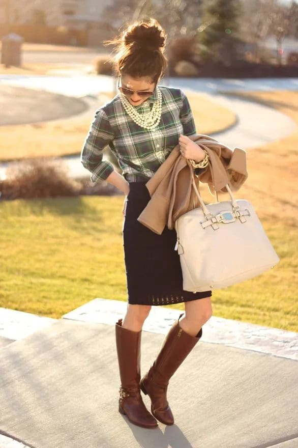 Pencil Skirt with Boots