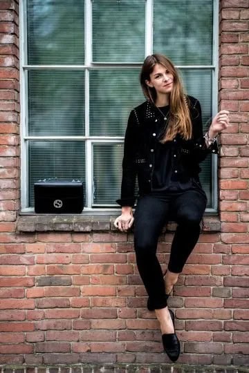 Black Studded Biker Jacket with Skinny Jeans & Leather Loafers