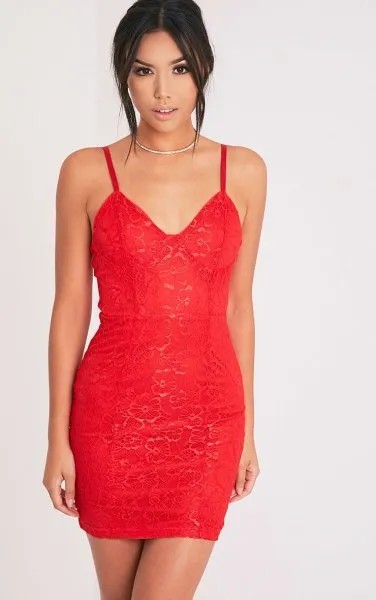 Red Spaghetti Strap Sweetheart Bodycon Dress