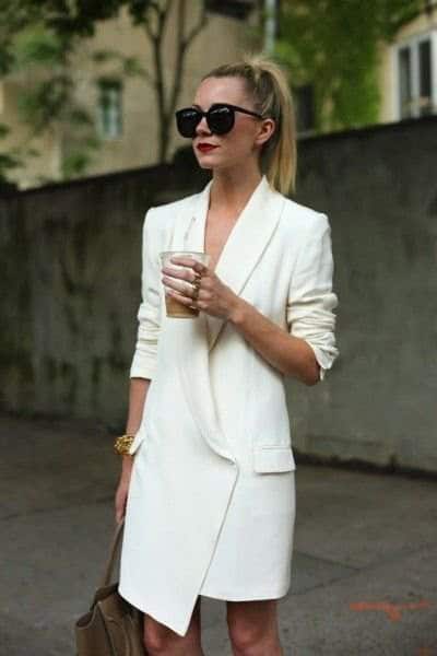 White Asymmetric Tuxedo Dress