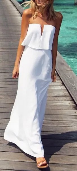 White Faux Two-Piece Long Summer Dress