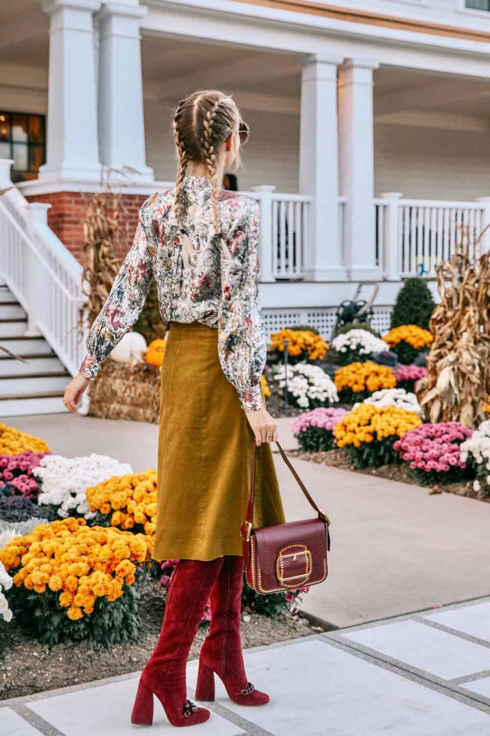 Red Suede Boots with Block Heel