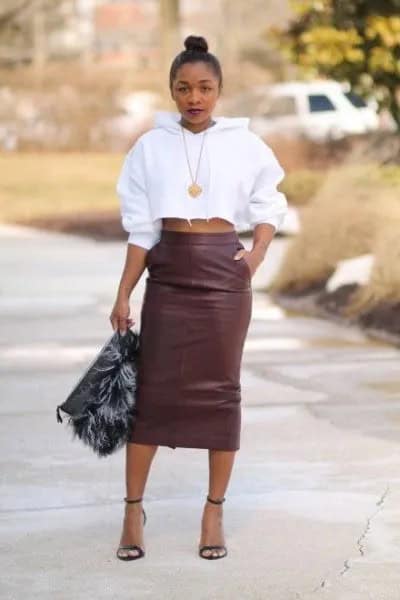 Wear with Grey Leather High Waisted Skirt