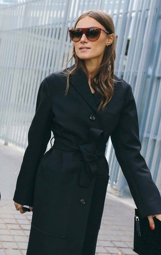 Black Wool Wrap Coat