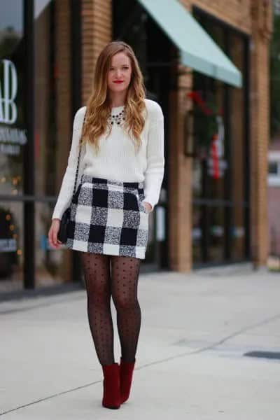 Wear with Black Knit Sweater & Black Patterned Stockings