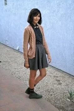 Wear with Polka Dot Shirt and High Waisted Skirt