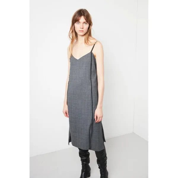 Grey Spaghetti Strap Midi Slip Dress