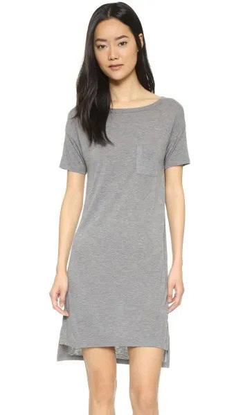 Grey Boat Neck T Shirt Dress