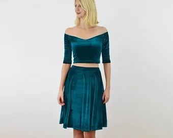 Two-Piece Blue Knee Length Dress