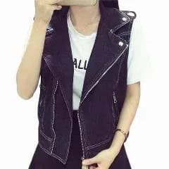 Black Biker Denim Vest with Skinny Jeans