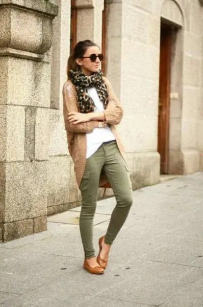 Wear with White Blouse and Camel Long Cardigan