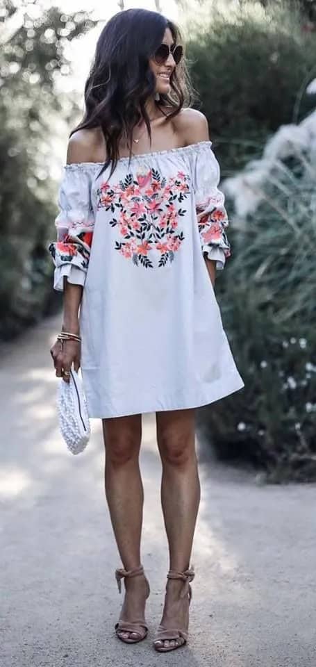 Off-the-shoulder Floral Dress