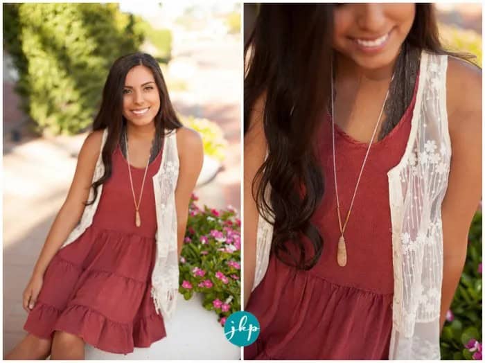 Red Pleated Skater Dress with White Lace Vest