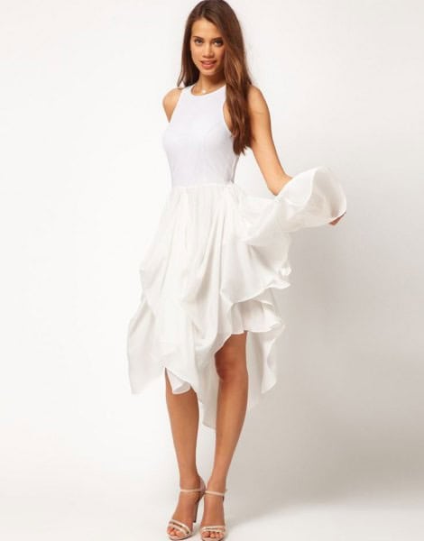 White Tank Ruffle Long Dress with Open Toe Heels