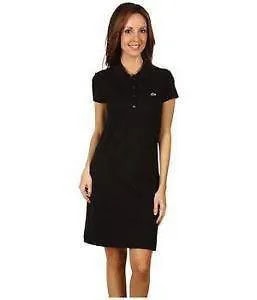 Black Polo Shirt Dress with White Low Top Sneakers