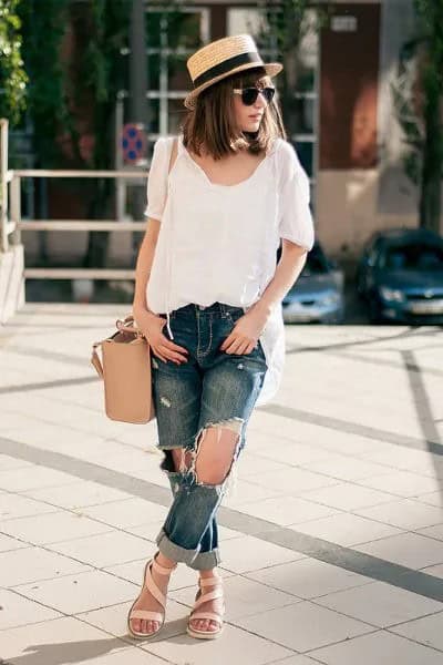 Wear with White Linen Top & Ripped Boyfriend Jeans