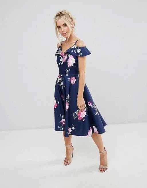 Navy-Blue Floral Dress