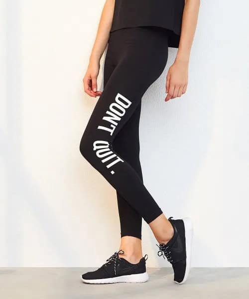 Black Tank Top with Printed Leggings & Sneakers